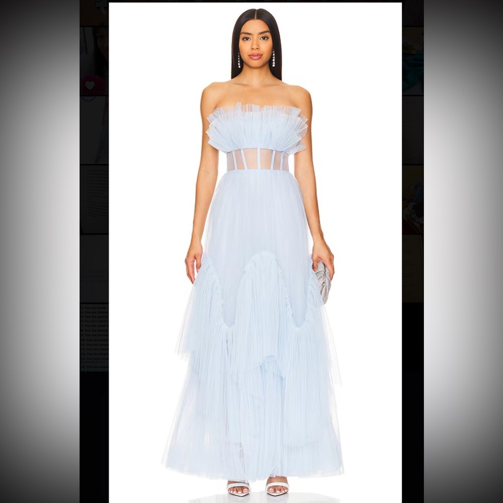 Strapless Corset Tulle Long Tiered Maxi Dress